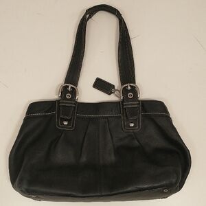 Soft Black Leather Coach Soho Bag 2011 Pleated Tote Hobo Satchel Adjustable